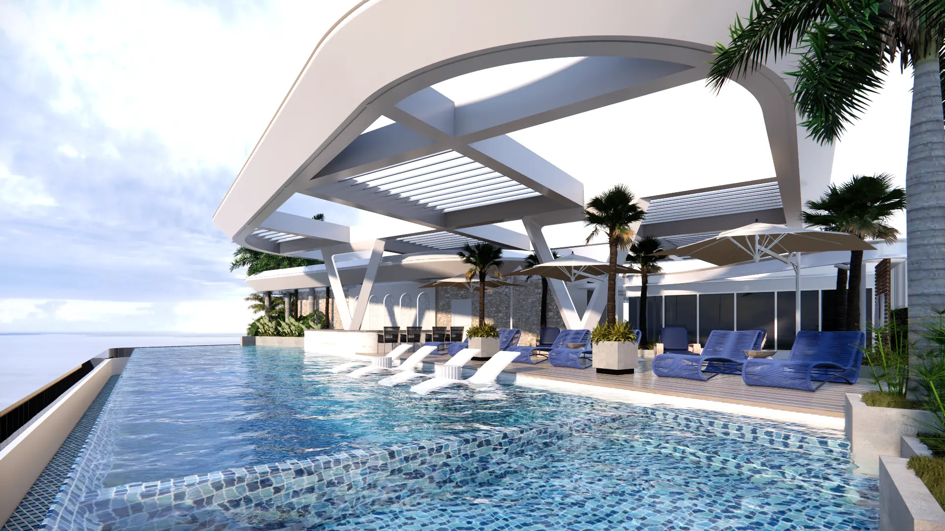 Residents' pool and sun deck