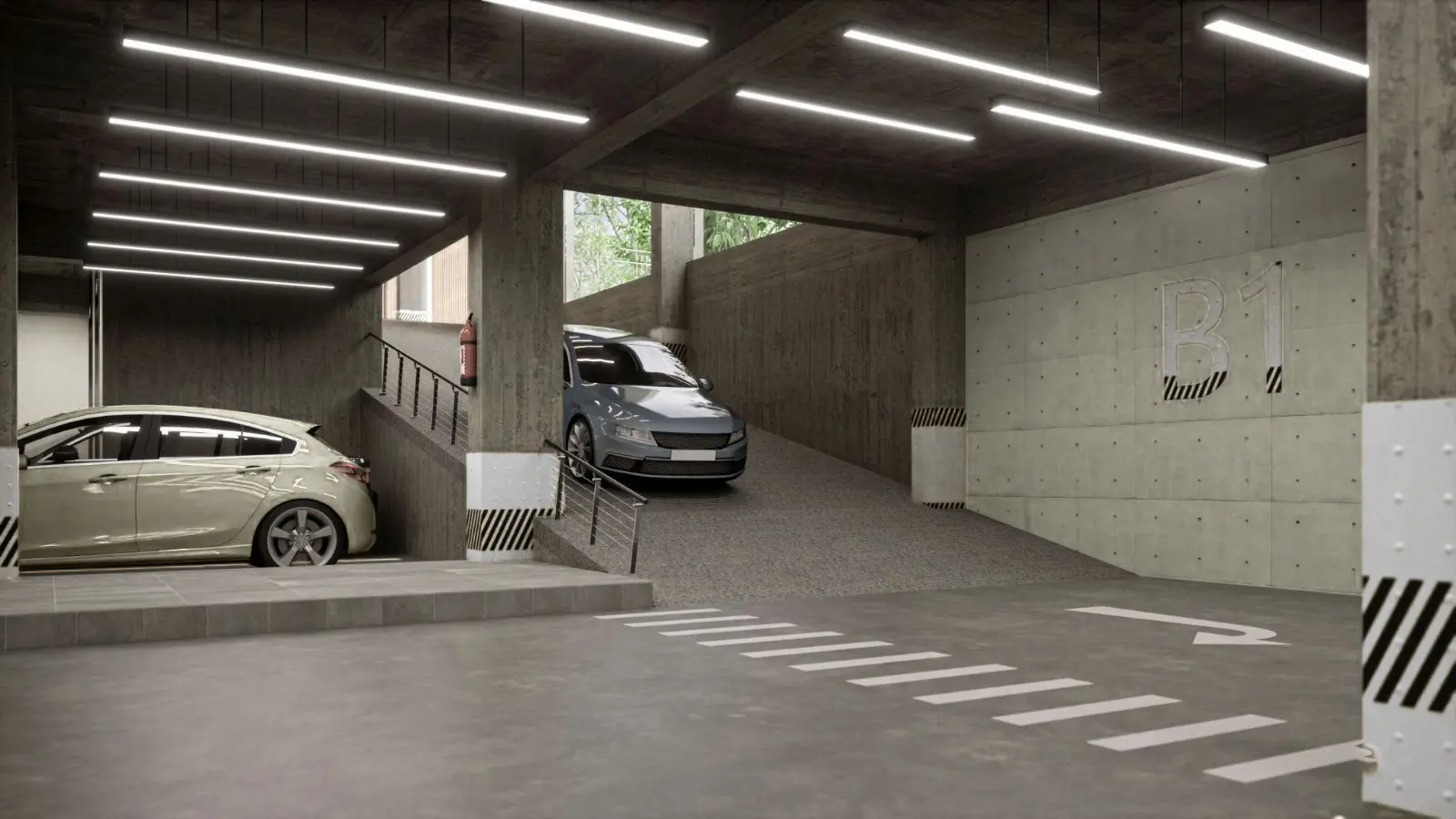 Three-storey parking garage