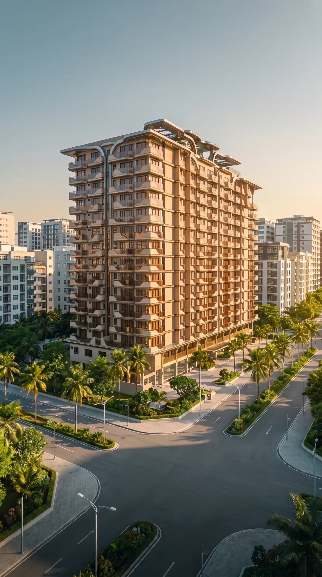 Paragon Luxe — residential tower at golden hour, Hulhumalé
